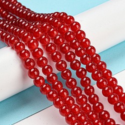 Baking Painted Imitation Jade Glass Round Bead Strands, Crimson, 6.5mm, Hole: 1.5mm, about 145pcs/strand, 31.8 inch