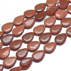 Synthetic Goldstone Beads Strands, Teardrop, 18x13x4mm, Hole: 1mm, about 22pcs/strand, 15.3 inch(39cm)