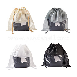 Givenny-eu 8 шт. 4 цвета пустые нетканые сумки для хранения на шнурке для рукоделия своими руками, с прозрачным пластиковым окном, для подарков и сумок, разноцветные, 35x35x0.06~0.45 см, 2 шт / цвет