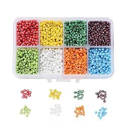 1 caja 8/0 perlas de vidrio semillas redondas perlas separadoras sueltas, color mezclado, 3mm, agujero: 1 mm, aproximamente 4200 unidades / caja