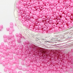 Perles de rocaille en verre, rose chaud, 8/0, 3mm, Trou: 1mm, environ 10000 pcs / sachet 