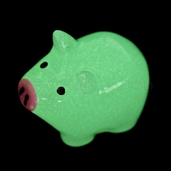 Leuchtendes Schweinchen-Ornament aus Kunstharz, Im Dunkeln leuchtende Minifiguren-Cartoon-Schwein-Display-Dekoration, Rauch weiss, 16.5x20.5x12.5 mm