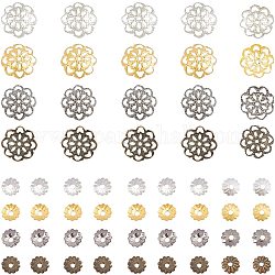 Arricraft etwa 2400 Stück 5 mm 10 mm tibetischen Eisenblumenperlenkappen im tibetischen Stil, Spacer Beads Caps für die Schmuckherstellung (Antiquebronze / Schwarz / Gold / Platin)