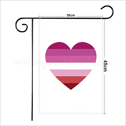 Gartenfahnen aus Polyester, Stolz/Regenbogenflagge, für Hausgarten-Yard-Dekorationen, Rechteck, Herzmuster, 45x30 cm