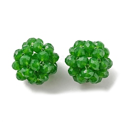 Perle tessute rotonde di vetro imitazione giada, perline a grappolo, verde scuro, 22mm, perline: 6 mm