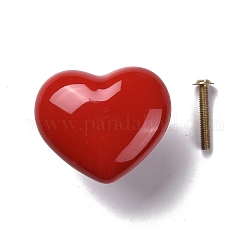 Дверные ручки из фарфора в форме сердца, кухонный ящик тянет ручки шкафа, с железными винтами, огнеупорный кирпич, 43.5x51x36 мм