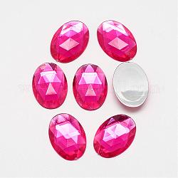 Acrylic Rhinestone Flat Back Cabochons, Faceted, Bottom Silver Plated, Oval, Camellia, 18x13x4.5mm