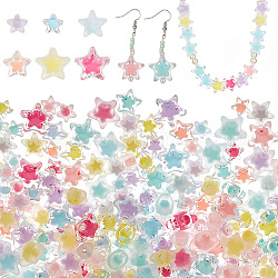 ARRICRAFT 360Pcs 6 Style Transparent Acrylic Beads, Bead in Bead, Star, Mixed Color, 11~19x11.5~20x7~11mm, Hole: 1.8~3mm, 60pcs/style