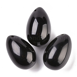 Pendentifs en obsidienne naturelle, pierre d'oeuf de pâques, 45x30x30mm, Trou: 2.2mm