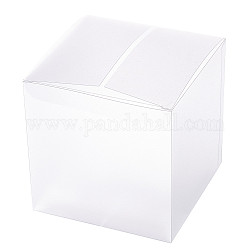 Caja de regalo de regalo de caramelo de rectángulo de pvc esmerilado, para la caja de embalaje de la fiesta de bienvenida al bebé del banquete de boda, blanco, 11x11x11 cm