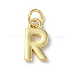 Rack Plating Brass Pendants, Cadmium Free & Lead Free, Long-Lasting Plated, Real 18K Gold Plated, Letter R, 12x6.5x1.5mm, Hole: 3.2mm