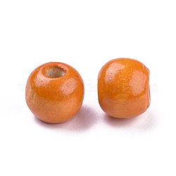 Perle di legno naturale tinte, tondo,  piombo libero, arancione scuro, 10x9mm, Foro: 3 mm, circa 3000pcs/1000g
