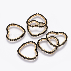 Miyuki & toho perline giapponesi fatte a mano, con 304 anelli di collegamento in acciaio inossidabile, modello telaio, cuore, oro, nero, 21x22.5~23x1.8~2mm