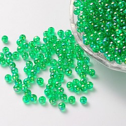 Perle acriliche trasparenti ecologiche, tondo, ab colore, verde lime, 10mm, Foro: 1.8 mm, circa 1000pcs/500g