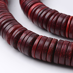 Dyed Natural Coconut Flat Round Bead Strands, Brown, 20x3~5mm, Hole: 3mm, about 106~114pcs/strand, 16.5 inch