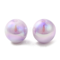 Perline in plastica abs iridescente, tondo, prugna, 12x11.5mm, Foro: 2 mm