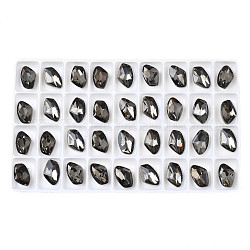 48 pz cabochon di strass di vetro, nail art accessori decorativi, sfaccettato, nero, 14x9x5mm