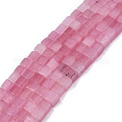Natural White Jade Beads Strands, Dyed, Cube, Flamingo, 4~4.5x4~4.5x4~4.5mm, Hole: 1mm, about 88pcs/strand, 15.16 inch(38.5cm)