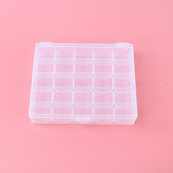 Polypropylene(PP) Storage Boxes, Sewing Machine Bobbins Storage Case, Clear, 9.8x12x2.1cm, 25 Compartments