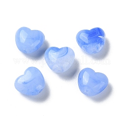 Perline acrilico opaco, cuore, blu fiordaliso, 9x10x5.5mm, Foro: 1.5 mm