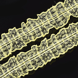 Borde de encaje de organza, cinta plisada / doble volante, amarillo, 45~50mm, 30 m / paquete