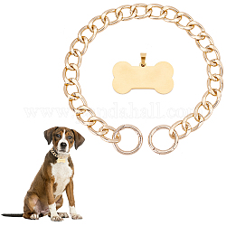 Kit fai da te per la creazione di piastrine per cani ahandmaker, incluso collare per cani con catena in alluminio e 304 ciondoli in acciaio inossidabile, oro, 2 pc / set