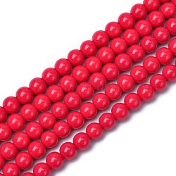 Normal Glass Strand Beads, Light Coral, 6mm, Hole: 0.5mm, about 68pcs/strand, 16''(40.64cm)