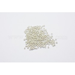 12/0 galvanoplastie perles de rocaille de verre, trou rond rocailles, Plaqué Argent, 2x2mm, Trou: 0.5mm
