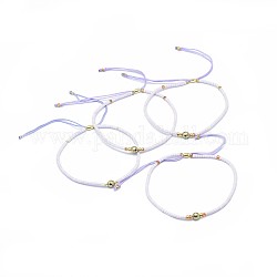 Braccialetti di perline intrecciati pirite naturali regolabili, con cordino di nylon e perline di semi / perle di heishi, 4.3~7.95cm, 1.5mm