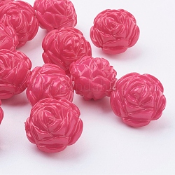 Opake Legierung Perlen, Blume, tief rosa, ca. 24 mm lang, 24 mm breit, 20 mm dick, Bohrung: 2 mm, ca. 99 Stk. / 500 g
