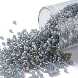 Toho perles de rocaille rondes, Perles de rocaille japonais, (176bf) transparent ab gris givré, 11/0, 2.2mm, Trou: 0.8mm, environ 50000 pcs / livre