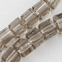 Chapelets de perles en verre, facette, cube, tan, 6x6x6mm, Trou: 1mm, Environ 100 pcs/chapelet, 22 pouce