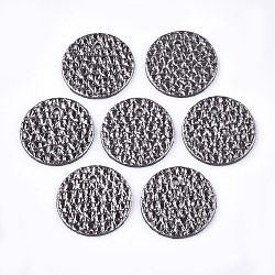 Ciondoli in vacchetta ecologica, rotondo e piatto, nero, 15.5x1.5mm, Foro: 1.6 mm