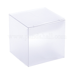 Пластиковая коробка из пвх, матовые, квадратный, белые, коробка: 7x7x7 см, развернуть: 21.3x14x0.5 см
