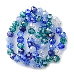 FilI di perline in vetro placcato, ab colore placcato, sfaccettato, rondelle, blu fiordaliso, 7.5~8x6mm, Foro: 1.5 mm, circa 69~72pcs/filo, 16.54 pollice ~ 17.24 pollici (42 cm ~ 43.8 cm)