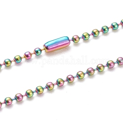 Ion Plating(IP) 304 Stainless Steel Ball Chain Necklaces, with Ball Chain Connectors, Rainbow Color, 23.62 inch(60cm), Beads: 2mm