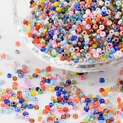Teints 12/0 lâches perles de rocaille en verre ronde, couleur mixte, 1.8~3x1~2.5mm, Trou: 1.2mm, environ 22500 pcs / livre