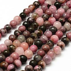 Chapelets de perles en rhodonite naturelle, ronde, 8mm, Trou: 1mm, Environ 47 pcs/chapelet, 15.3 pouce