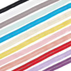 Benecreat 30 Yards 12 Farben Polyester elastische Mesh-Spitzenschnur, Elastisches Gurtband mit gewelltem Rand, Wohnung, Mischfarbe, 17 mm, 2.5 Meter / Farbe