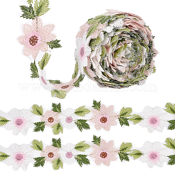 Fingerinspire - Cinta de encaje de flores de colores de 5 yarda para coser/planchar en encaje de hojas de flores, 3.3