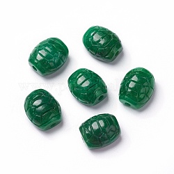Perles naturelles en jade du Myanmar/jade birmane, teinte, forme de carapace de tortue, 12.5~13x11x7mm, Trou: 1.6mm