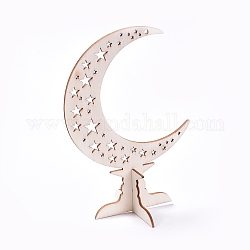 Adornos de madera eid mubarak, Decoración de mesa de madera de Ramadán, luna con estrellas, almendra blanqueada, 179x125x2.5mm
