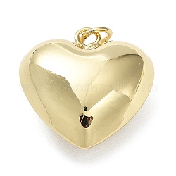 Colgantes de latón ecológicos, sin plomo y cadmio, con anillo de salto, charm de corazón, real 18k chapado en oro, 26.5x25x13mm