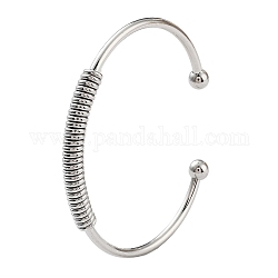 304 bracelet manchette en acier inoxydable pour femme, avec perles en 201 acier inoxydable, modèle de printemps, couleur inoxydable, 0.25~0.55 cm, diamètre intérieur: 2-3/8 pouce (6 cm)