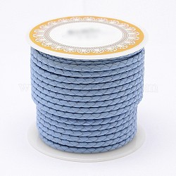 Geflochtene Rindslederband, Lederseilschnur für Armbänder, Licht Himmel blau, 4 mm, ca. 5.46 Yard (5m)/Rolle