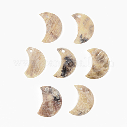 Natürliche Akoya-Muschelanhänger, Perlmutt Muschel Anhänger, Mond, Kamel, 15x10.5~11.5x1 mm, Bohrung: 1.5 mm