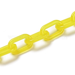 Handgemachte Nachahmung Gelee Acryl Kabelketten, für Schmuck machen, ungeschweißte, Oval, Gelb, Link: 27x16.5x4 mm, 39.37 Zoll (1 cm)/Strang
