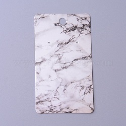 Cartes d'affichage de boucles d'oreilles en carton, rectangle avec motif en marbre, blanc, 9x5x0.04 cm, Trou: 1.5mm