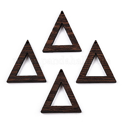 Pendentifs en bois de wengé naturel, non teint, breloques de cadre triangle, brun coco, 32.5x28.5x3.5mm, Trou: 1.4mm