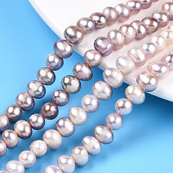 Natural Cultured Freshwater Pearl Beads Strands, Potato, Plum, 5.5~8.5x5.5~6.5mm, Hole: 0.6mm, about 57~59pcs/strand, 13.58~13.78 inch(34.5~35cm)